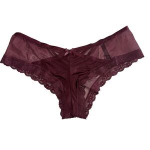 Victoria's Secret Cheeky Wine Panty Size XL NWT Strappy Back Lace Trim